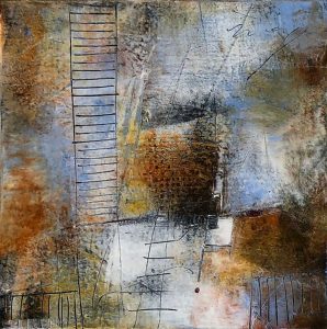 ESCALERAS 1 COLD WAX SOBRE AEL, 15X15 CM, 2022