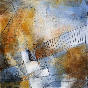 ESCALERAS 2 COLD WAX SOBRE AEL, 15X15 CM, 2022