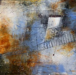 ESCALERAS 3 COLD WAX SOBRE AEL, 15X15 CM, 2022