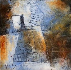 ESCALERAS 4 COLD WAX SOBRE AEL, 15X15 CM, 2022